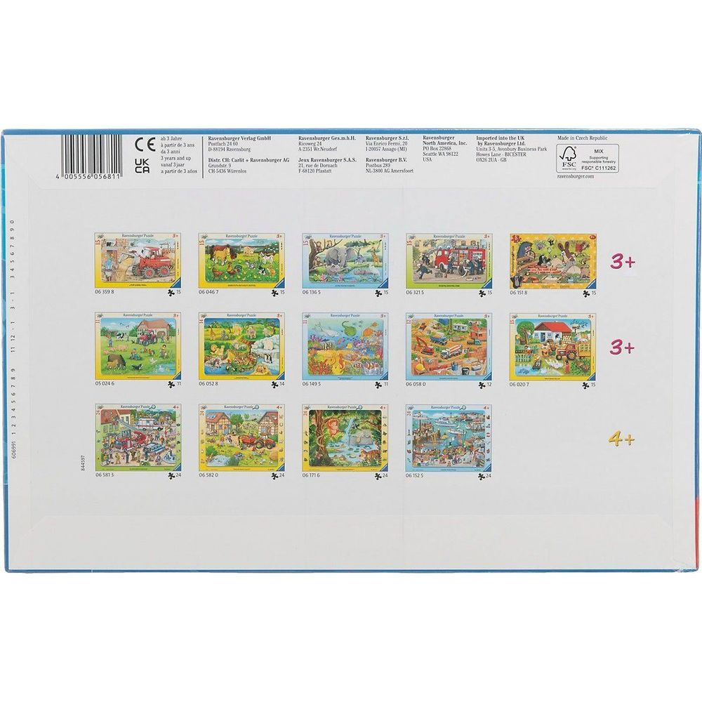 Puzzle Ravensburger: Farma, dinozaury, las, dzika przyroda, dom.