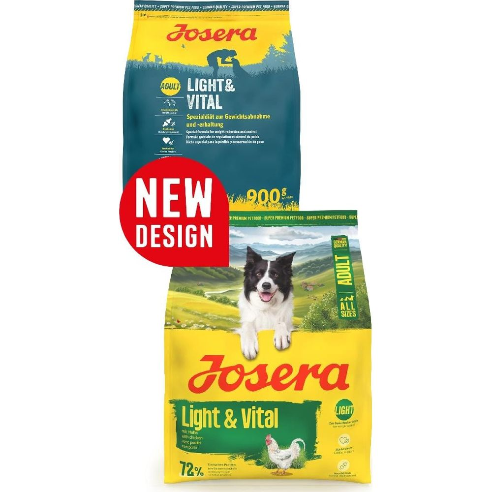 Dwa worki karmy dla psów Josera 'Light & Vital' z psem i kurczakiem.