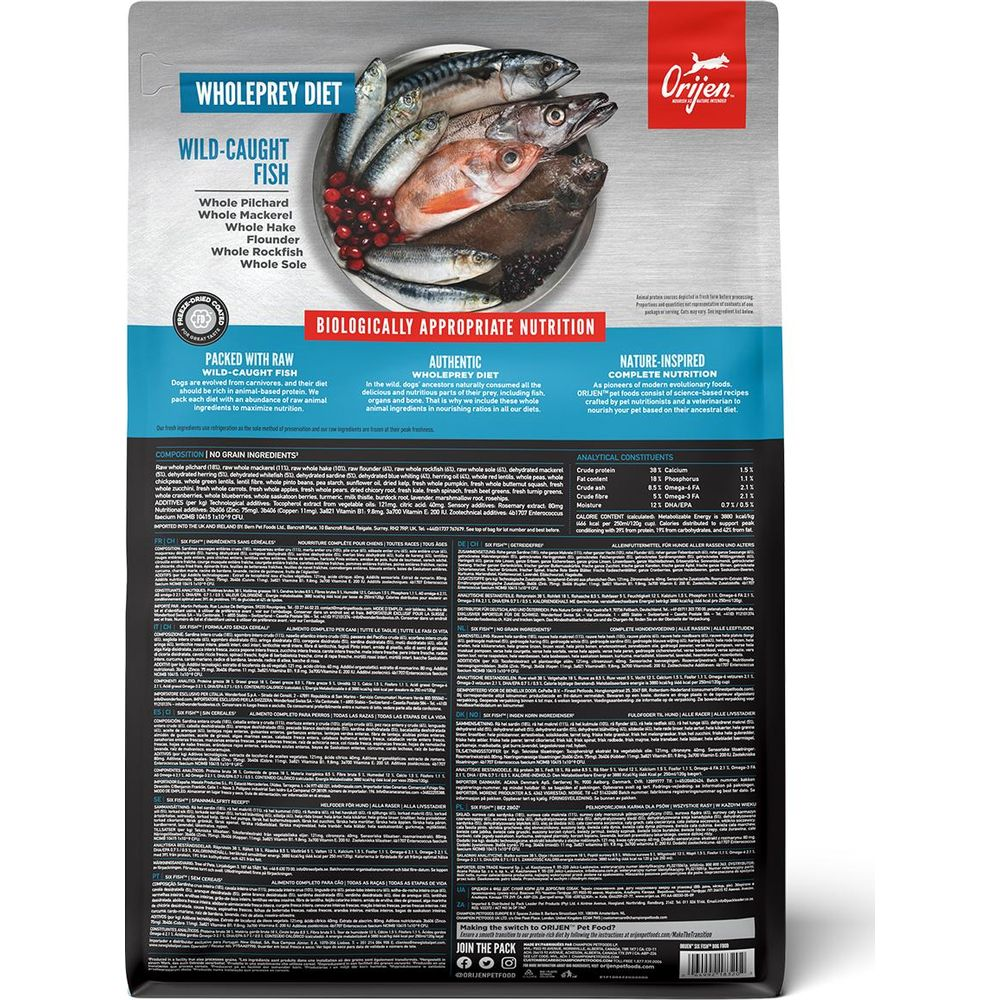 Torba karmy dla psów Orijen Wholeprey Diet Wild-Caught Fish.