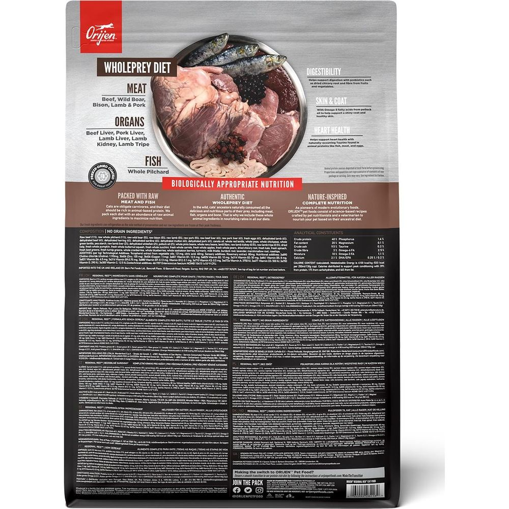 Torba karmy dla zwierząt Orijen z dietą WholePrey: mięso, organy, ryby.