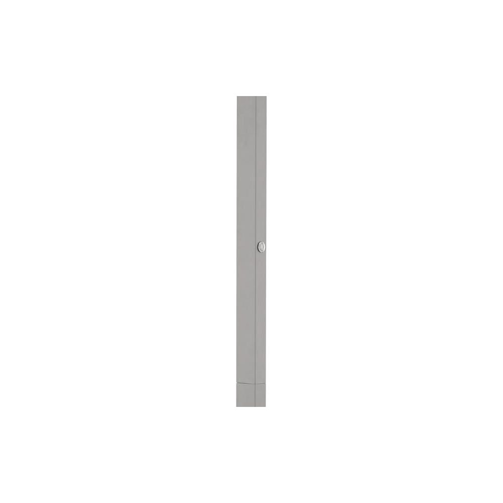 Un poteau vertical gris avec une petite poignée ronde.