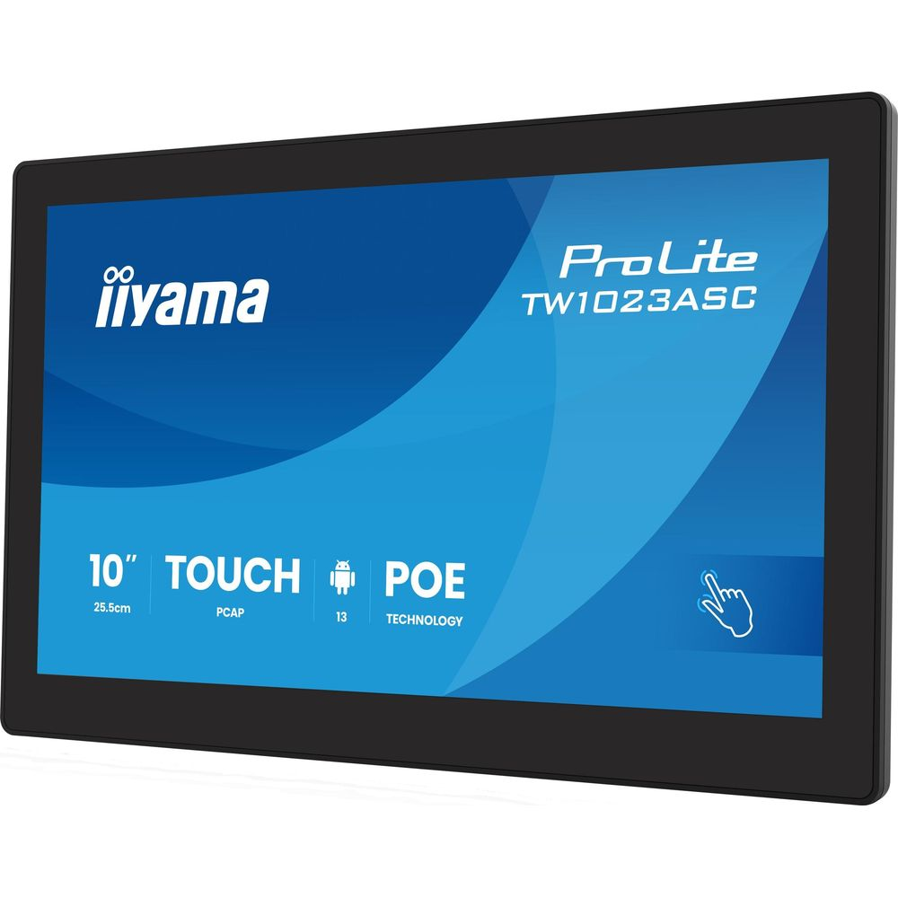 Ein schwarzer 10-Zoll-Touchscreen mit "iiyama ProLite" Logo und "10" TOUCH POE" Text.