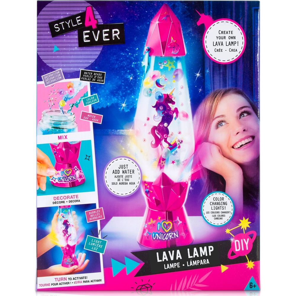 Zestaw do samodzielnego wykonania lampy lawy z motywem jednorożca.