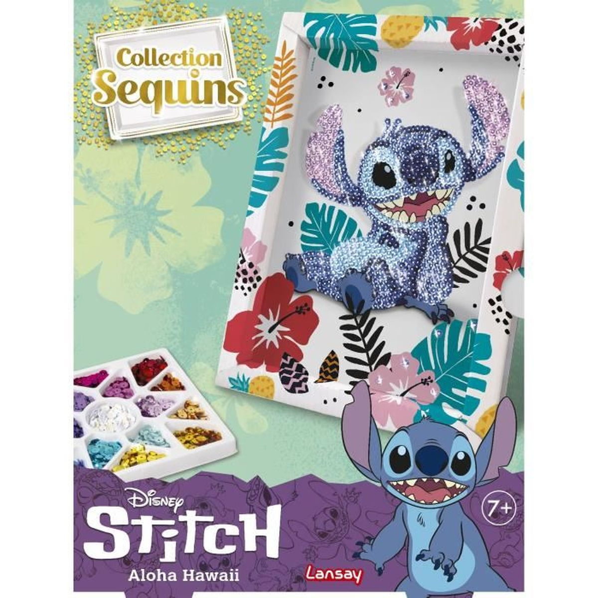Zestaw kreatywny Disney Stitch z błyszczącymi cekinami i motywem Stitch.