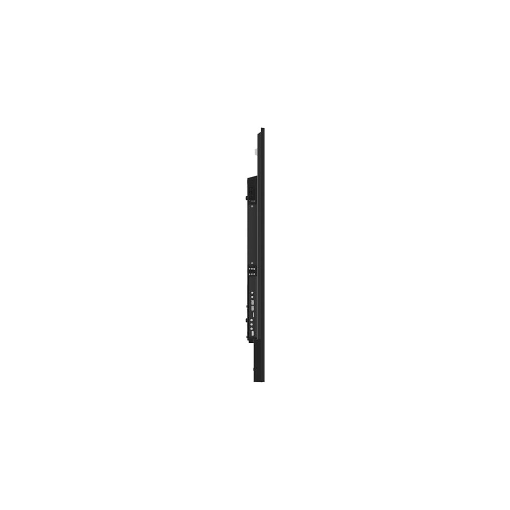 Black screen seen from the side, with ports on the right edge.