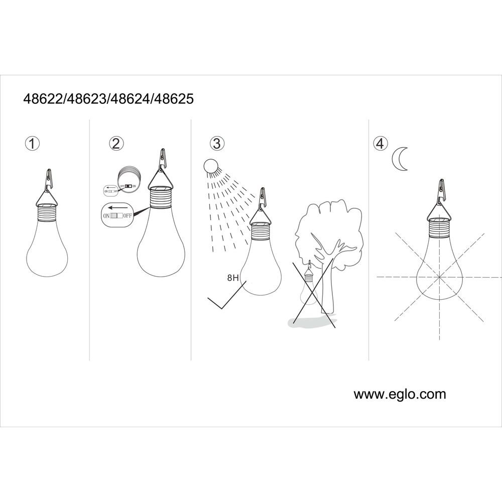 Anleitung: Lampe aufhängen, einschalten, Lichtschein, Mond. eglo.com