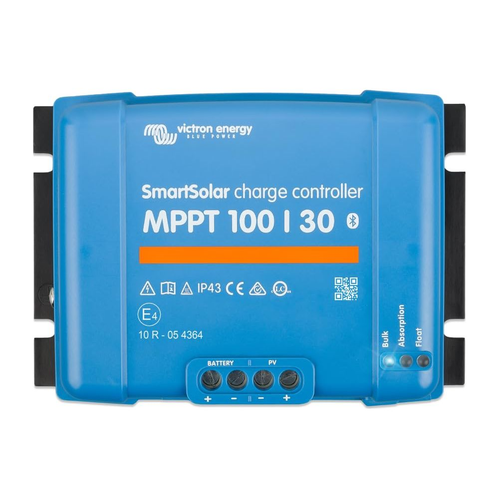 Caricatore solare blu Victron Energy SmartSolar MPPT 100 130 con terminali.