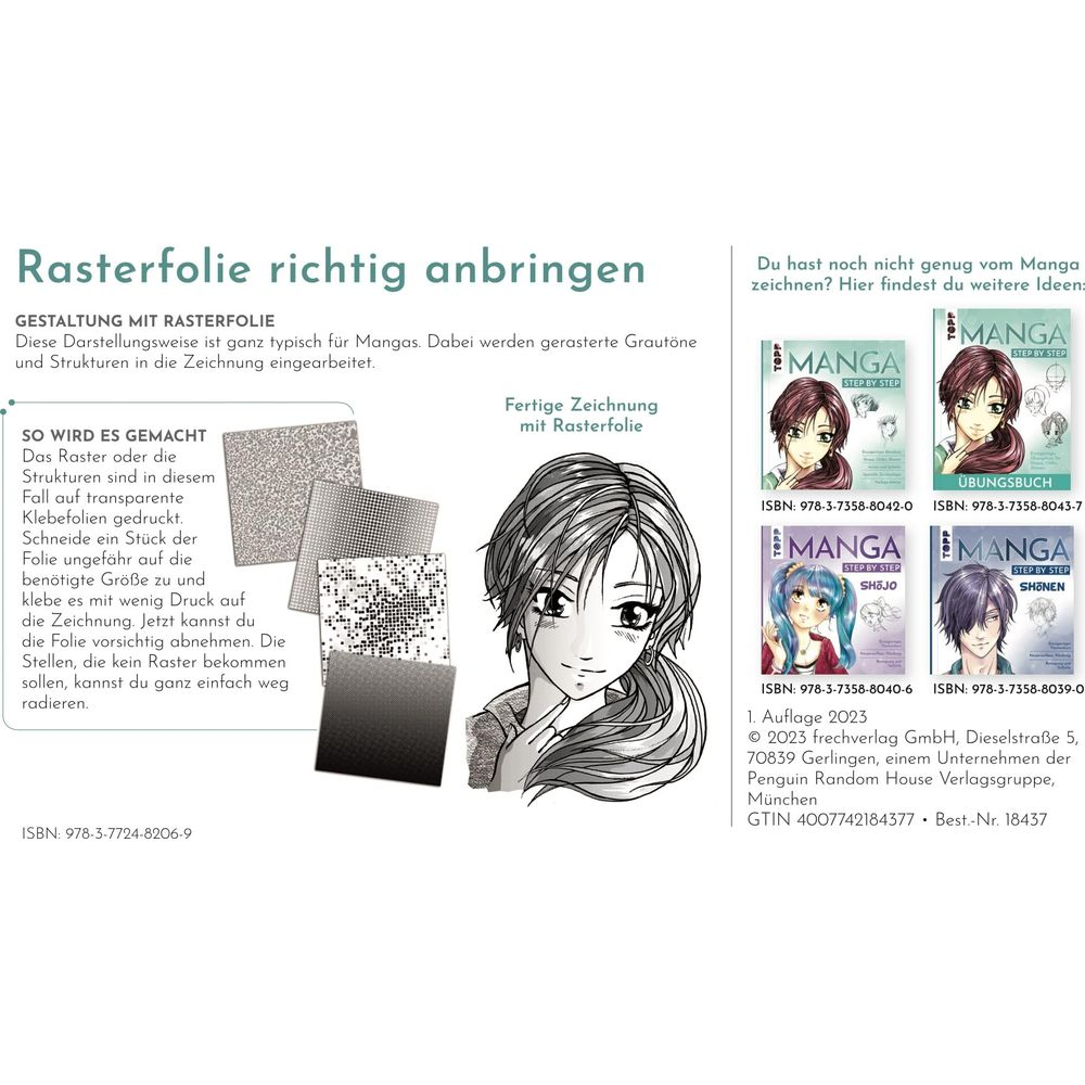 Anleitung zum Anbringen von Rasterfolie mit Manga-Motiven und Buchcovern.