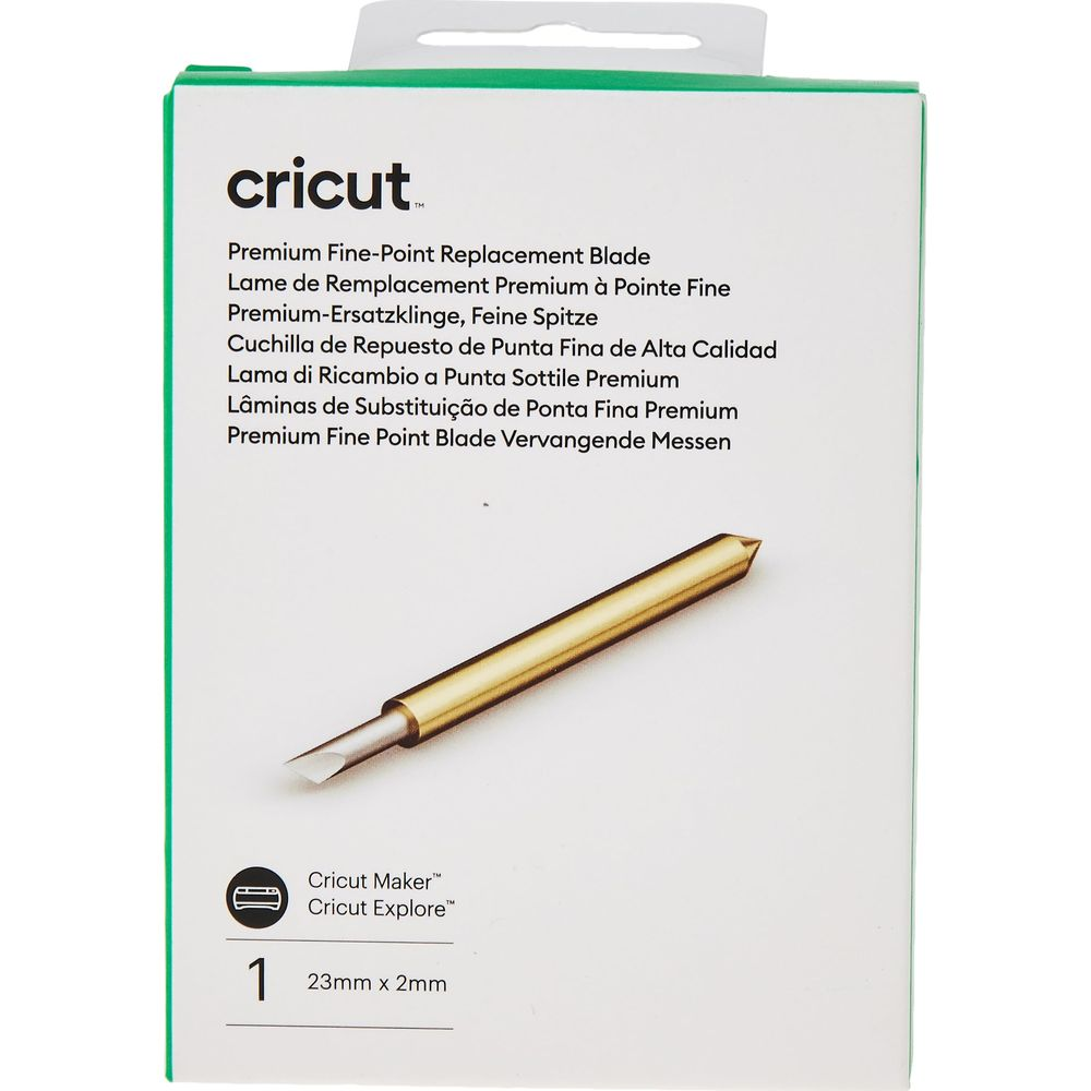 Cuchilla de repuesto Cricut Premium Fine-Point, dorada con punta plateada.
