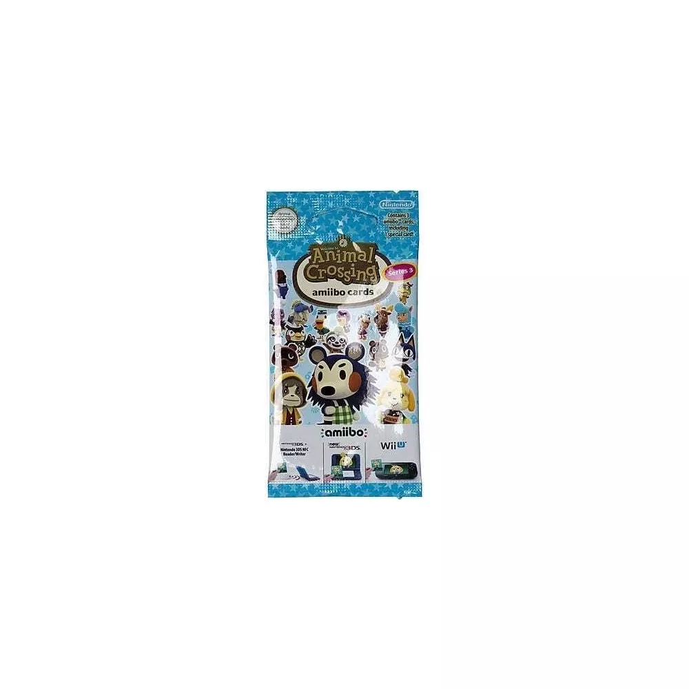 Eine Packung Animal Crossing amiibo-Karten, Serie 3, mit Charakteren.
