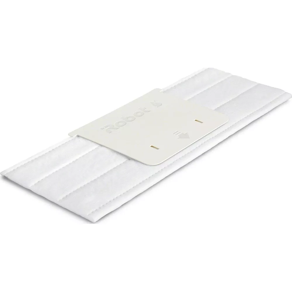 Un paño de limpieza blanco para robots con un soporte blanco.