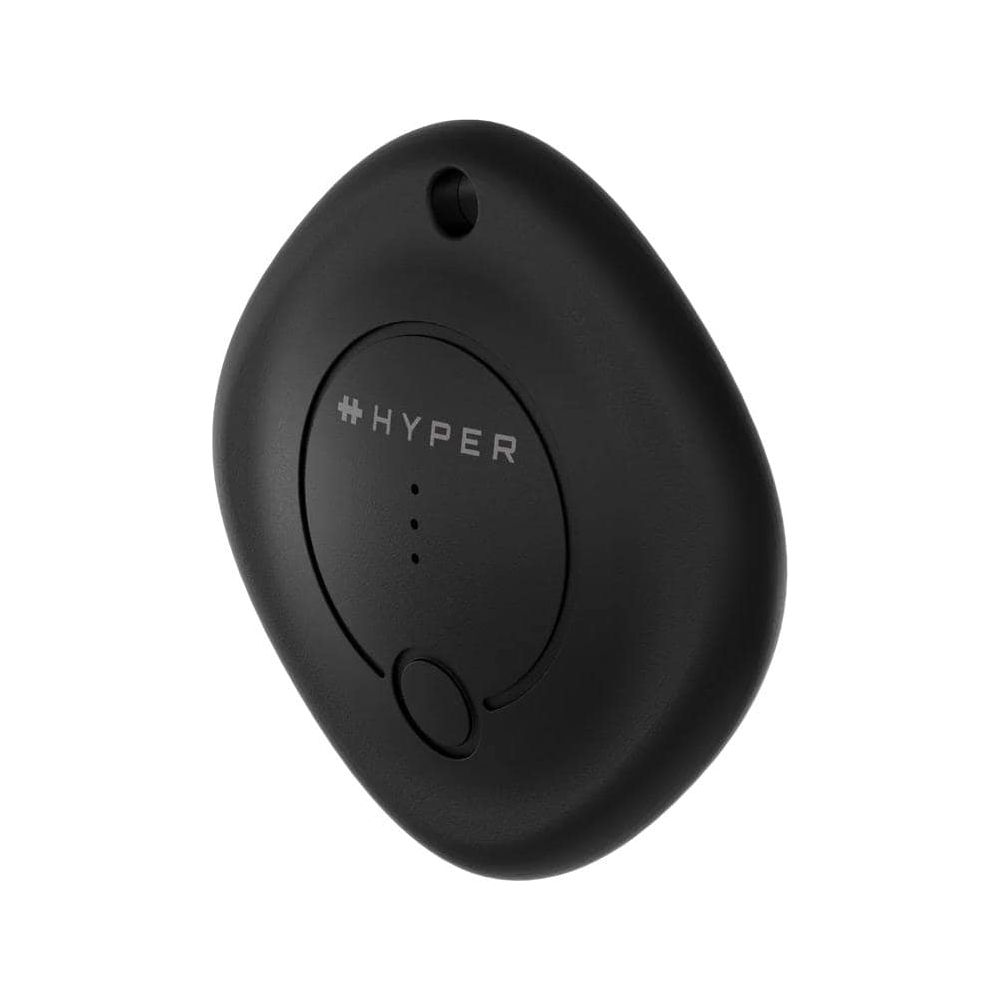 A black, oval keychain with "#HYPER" logo and three dots.