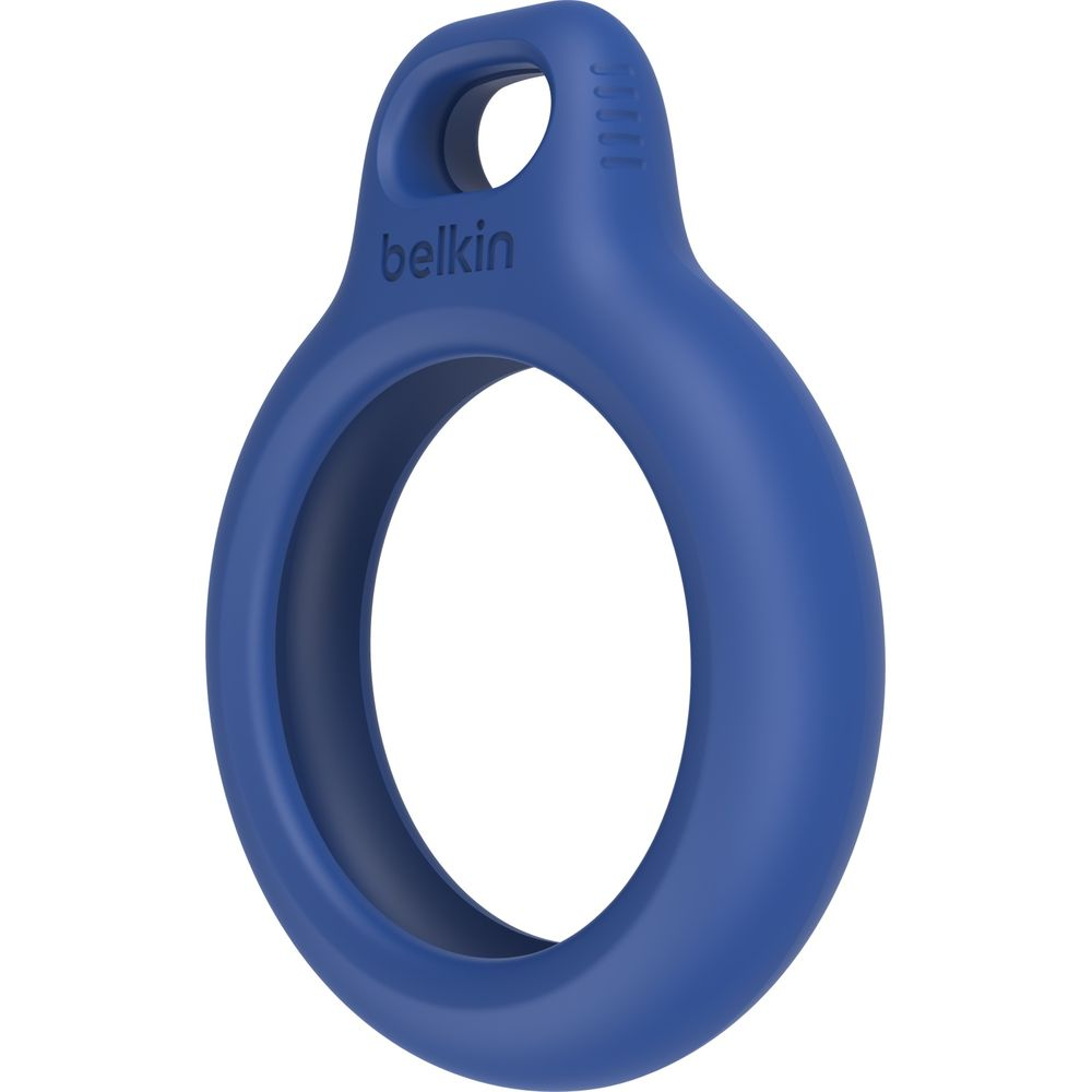Ein blauer Belkin-Schutzring mit Schlaufe und Lüftungsschlitzen.