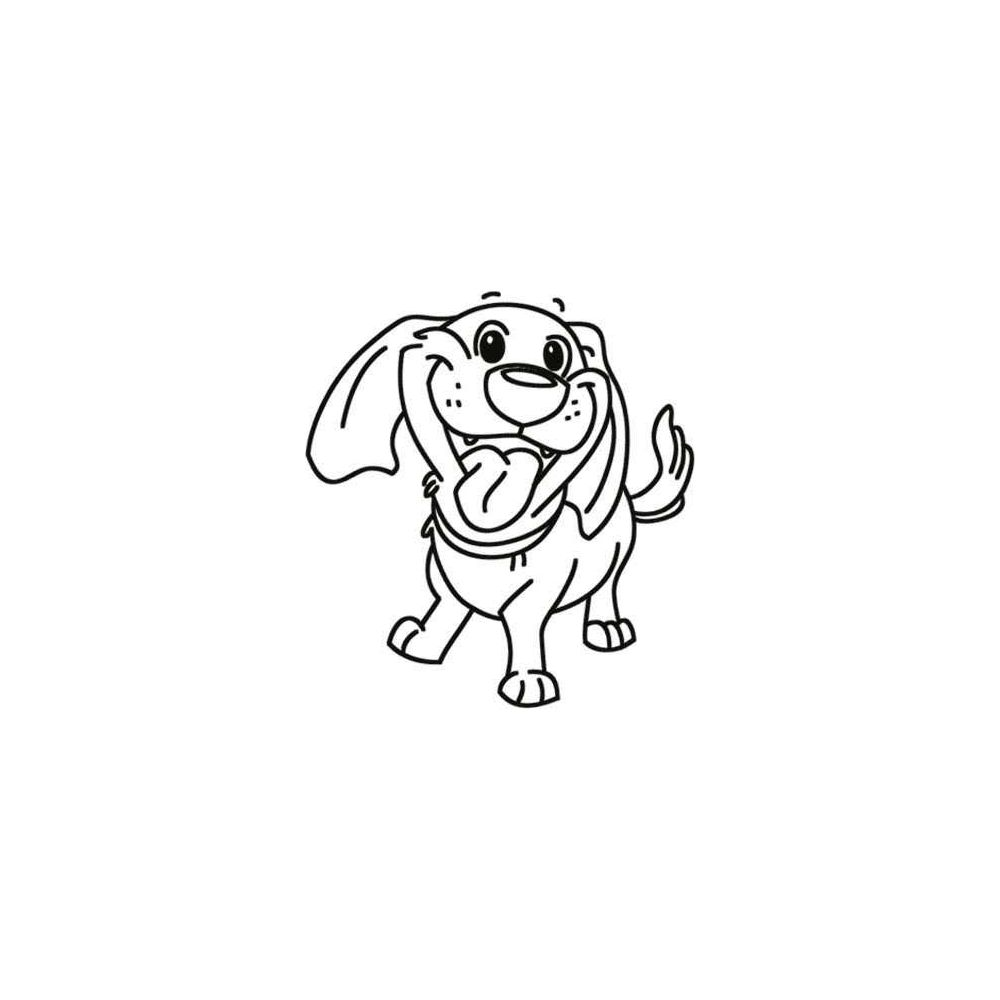 Un cane dei cartoni animati con orecchie lunghe e la lingua fuori.