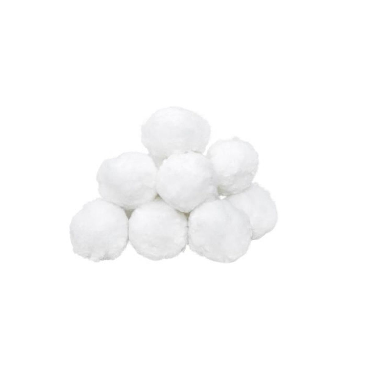 Una pila di palline bianche e soffici riposa su uno sfondo bianco.