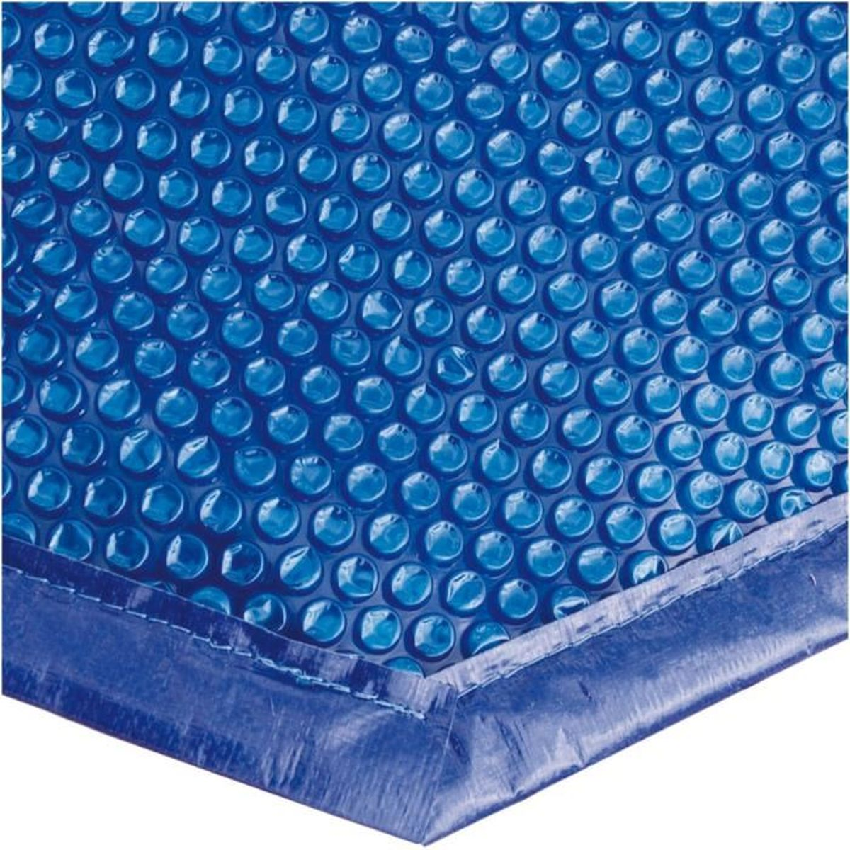 Blaue Poolabdeckung mit Blasenstruktur und Saum.