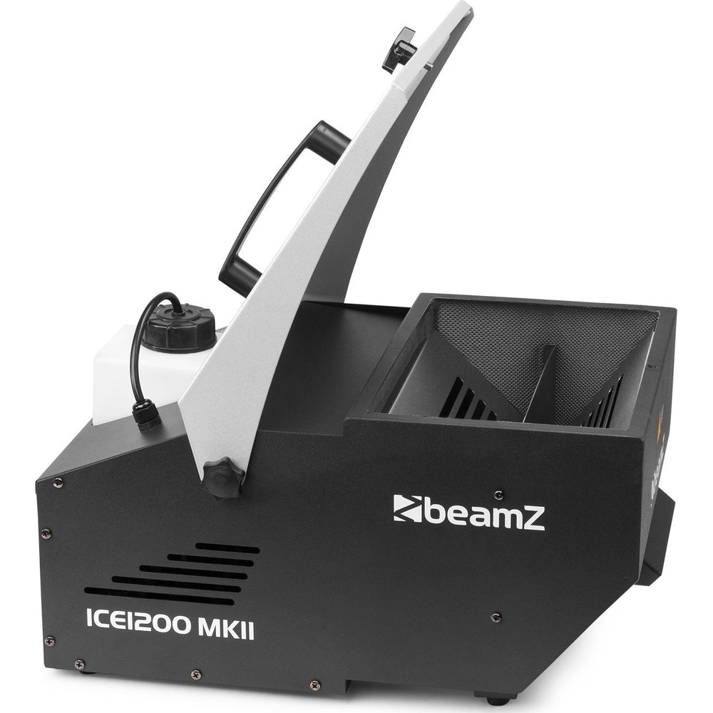 Máquina de humo negra con depósito y asa, modelo ICE1200 MKII.