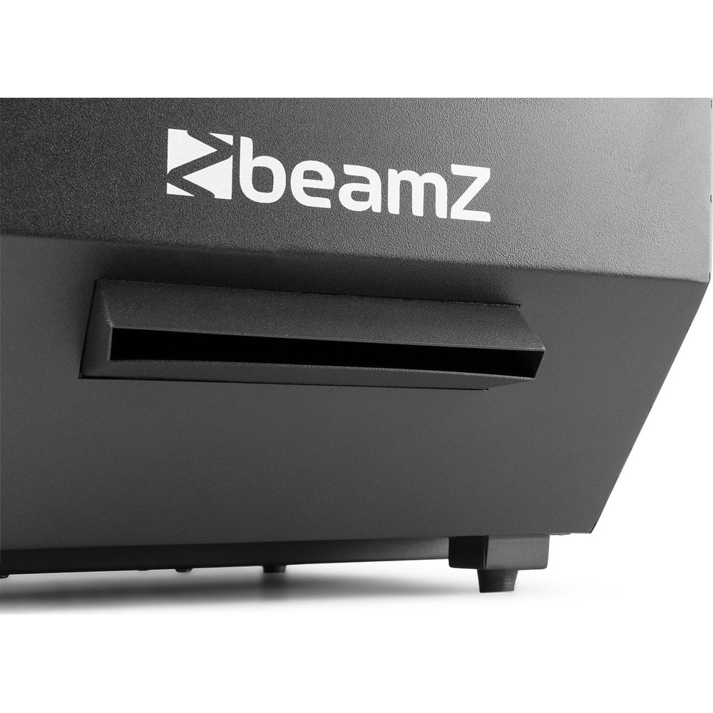 Dispositivo Beamz negro con ranura de ventilación y logo.