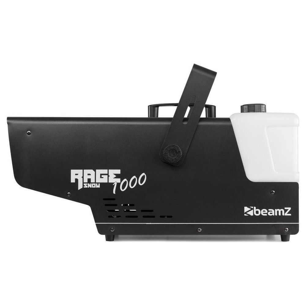 Máquina de nieve negra con tanque blanco y logo "RAGE 7000".