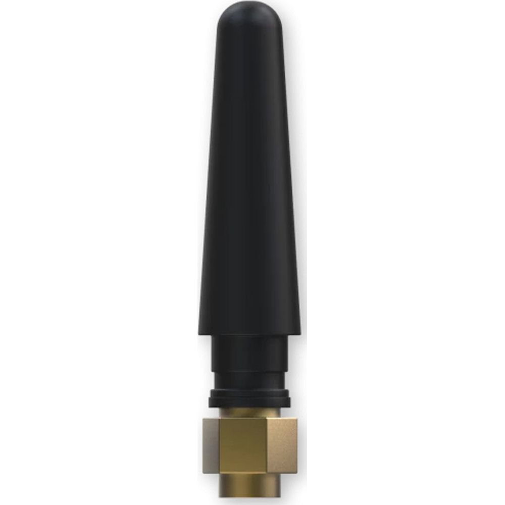 Czarna antena ze złotym złączem.