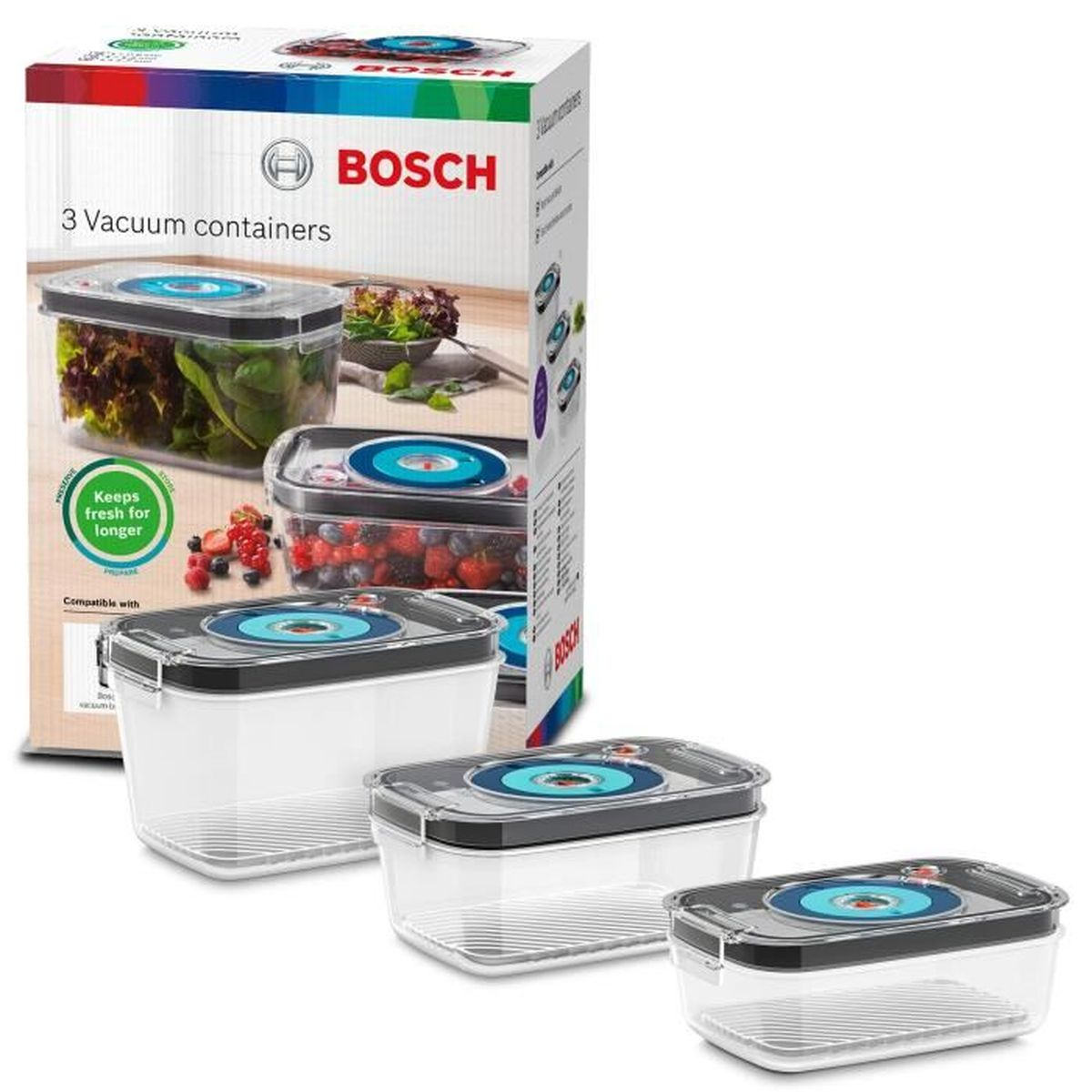 Bosch Vakuumbehälter-Set mit 3 Behältern und Blaulogo