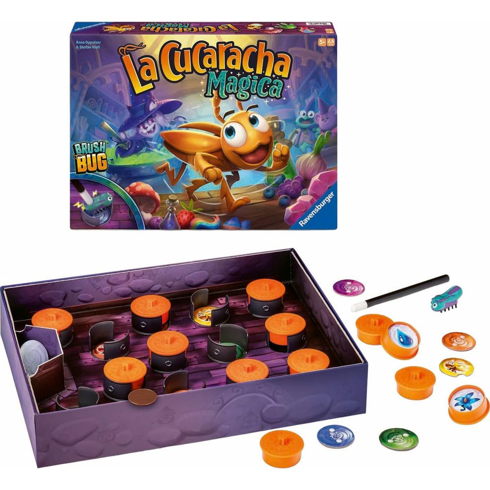 La Cucaracha Magica bordspel met speelveld, figuren en accessoires.