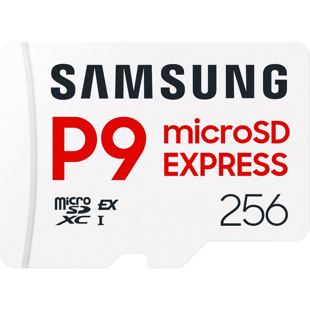 Samsung microSD Express P9 256GB Speicherkarte mit Micro XC I Logo.