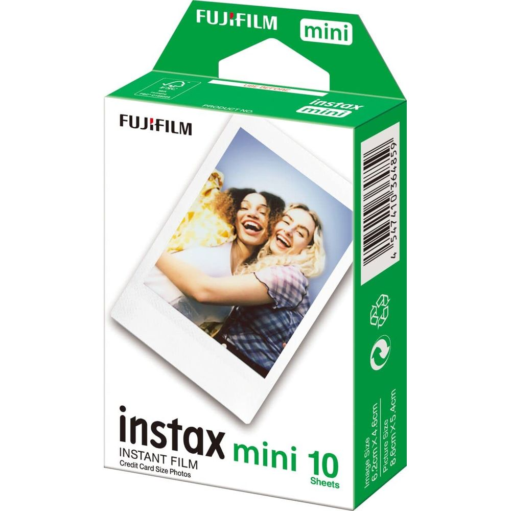 Fujifilm Instax Mini instant film packaging with two laughing women pictured.