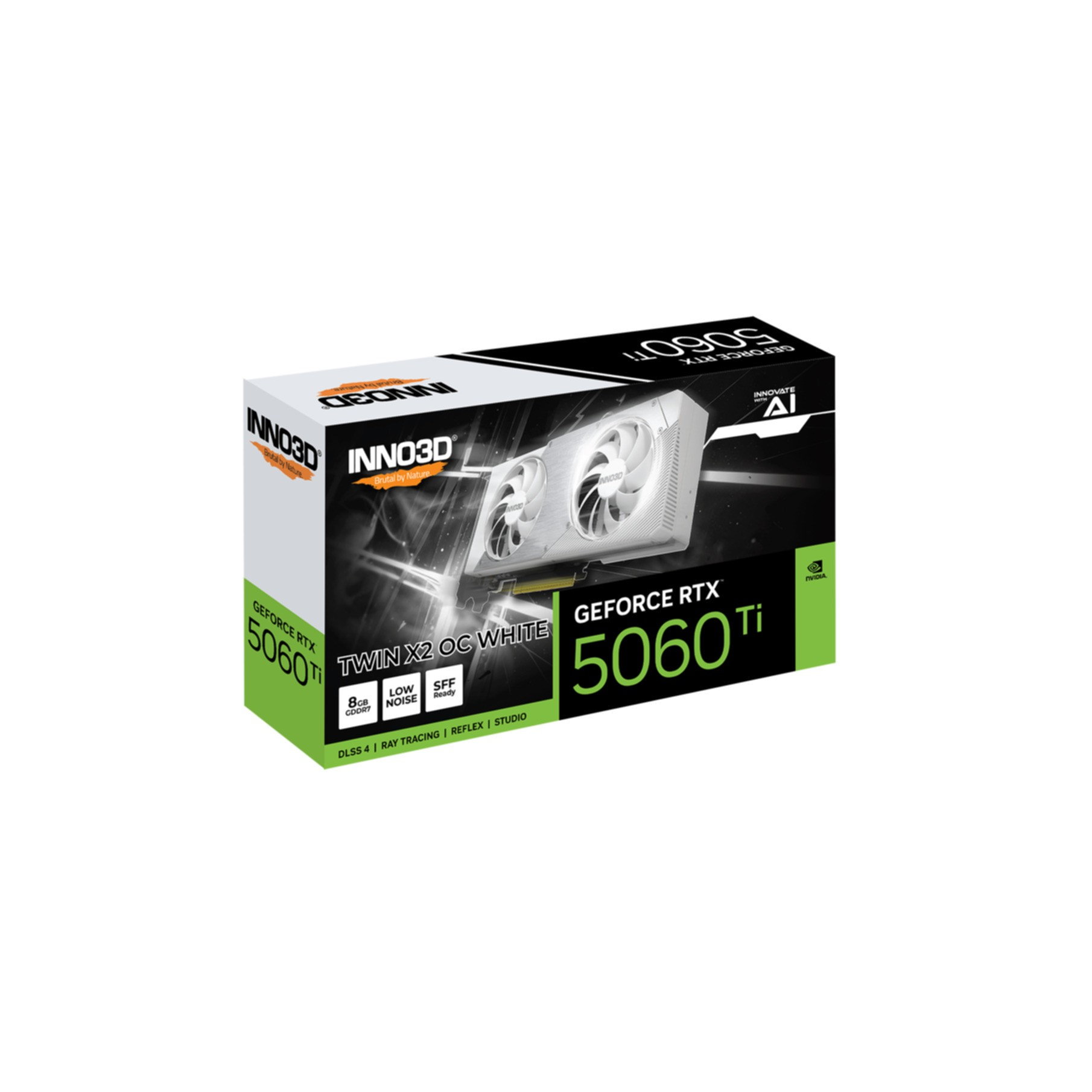 White INNO3D GEFORCE RTX 5060 Ti graphics card box with product image.