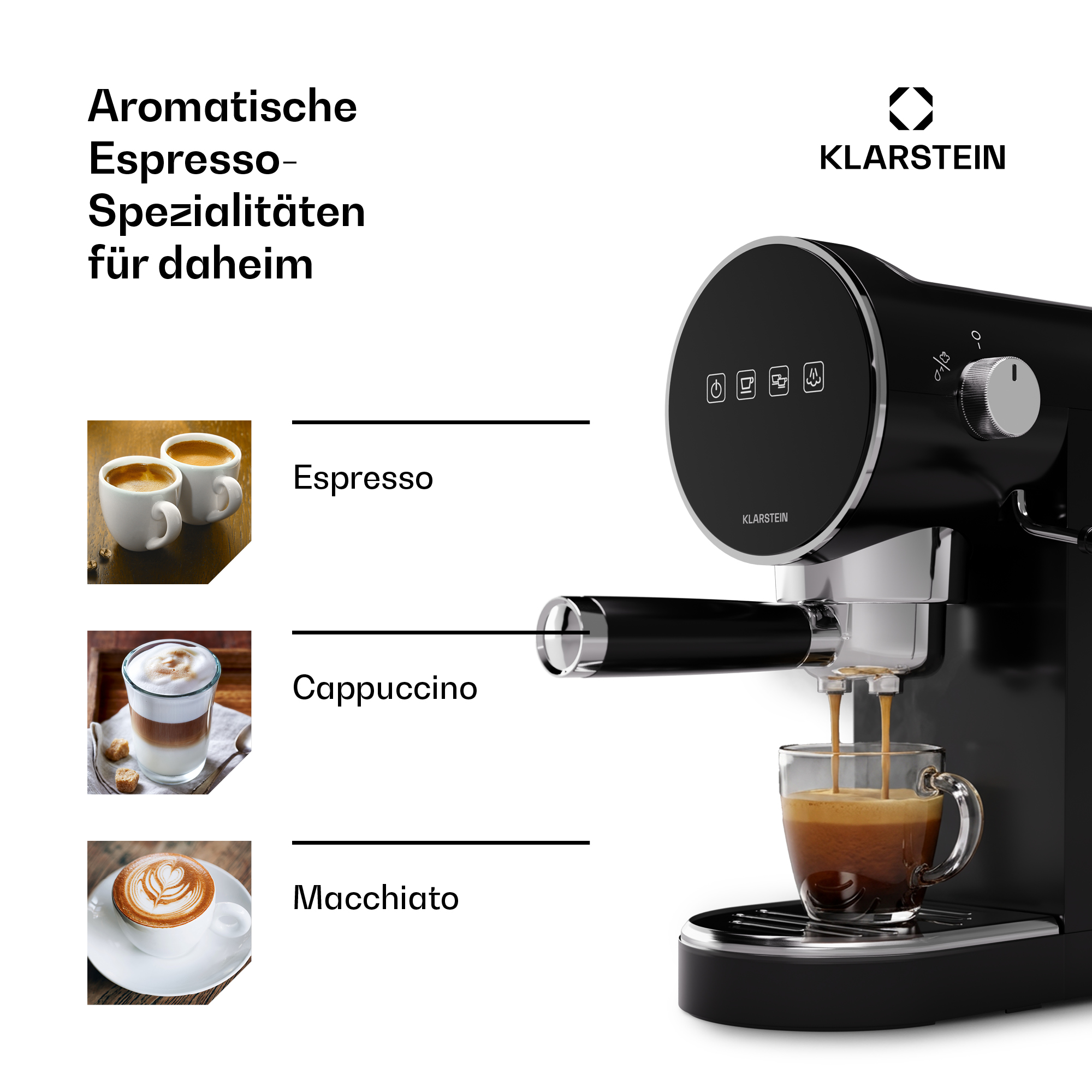 Macchina da caffè per fare espresso, cappuccino e macchiato a casa.