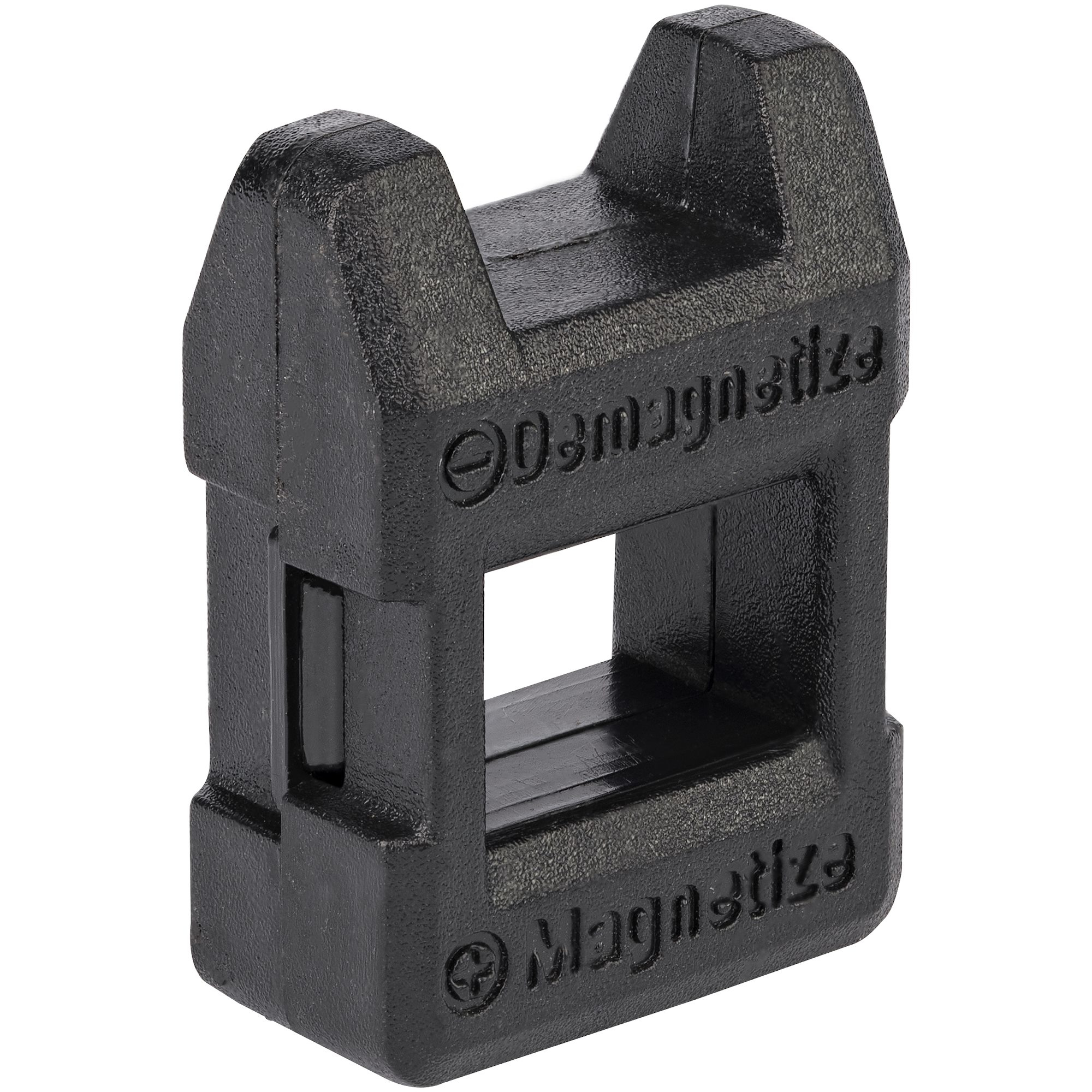 Ein schwarzer Magnetisierer/Entmagnetisierer mit Text.