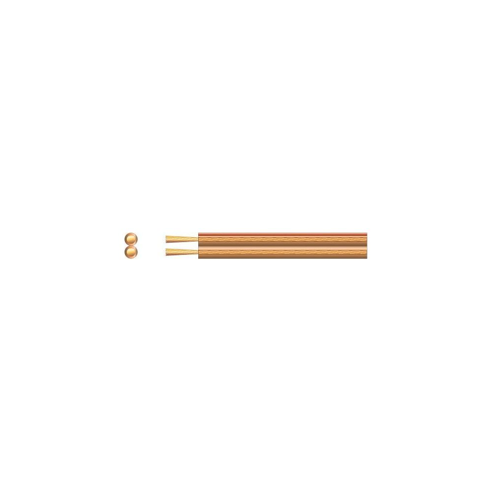 Dos extremos de cable de cobre desnudo paralelos con dos objetos redondos pequeños a la izquierda.