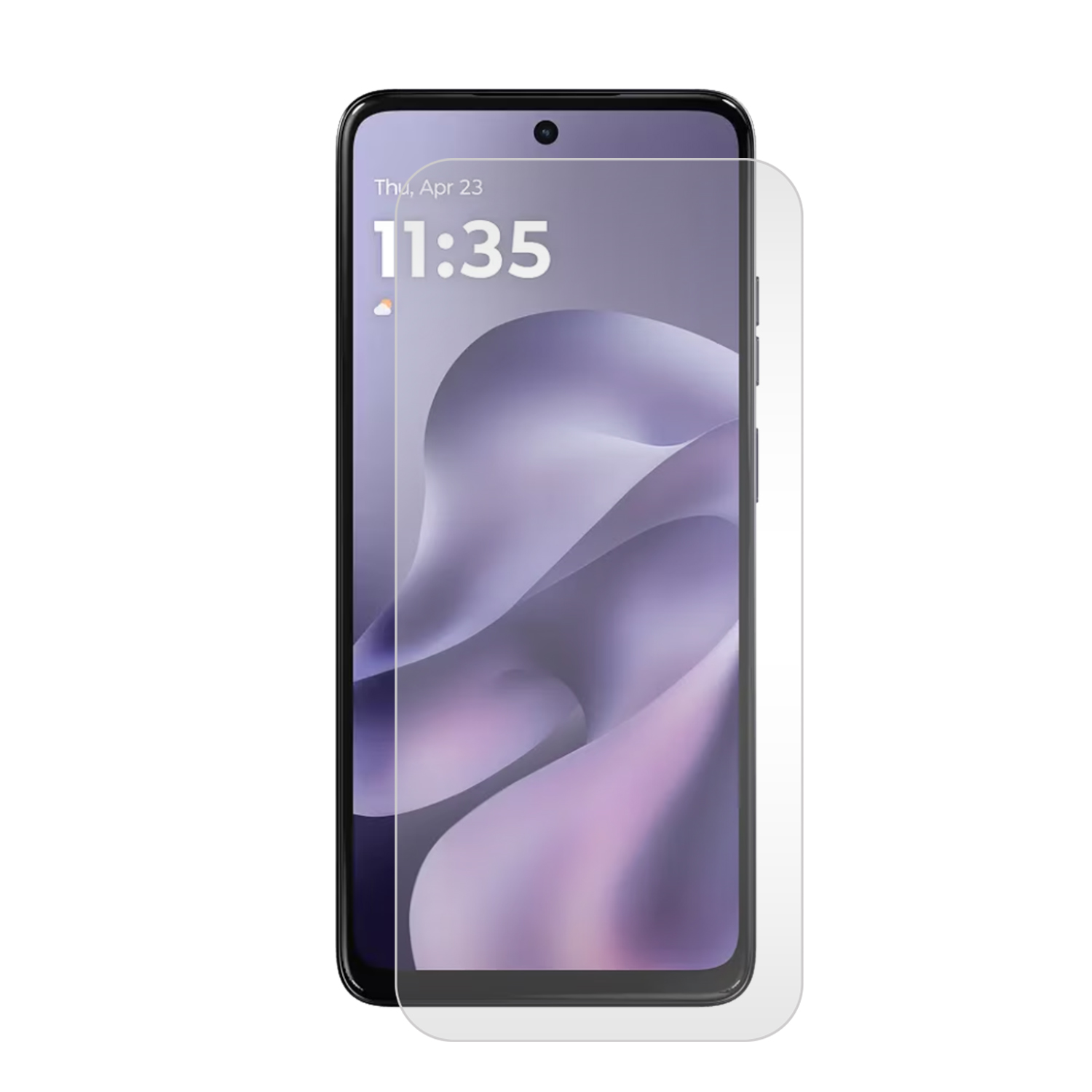 Un smartphone avec un protecteur d'écran. Il est 11h35.