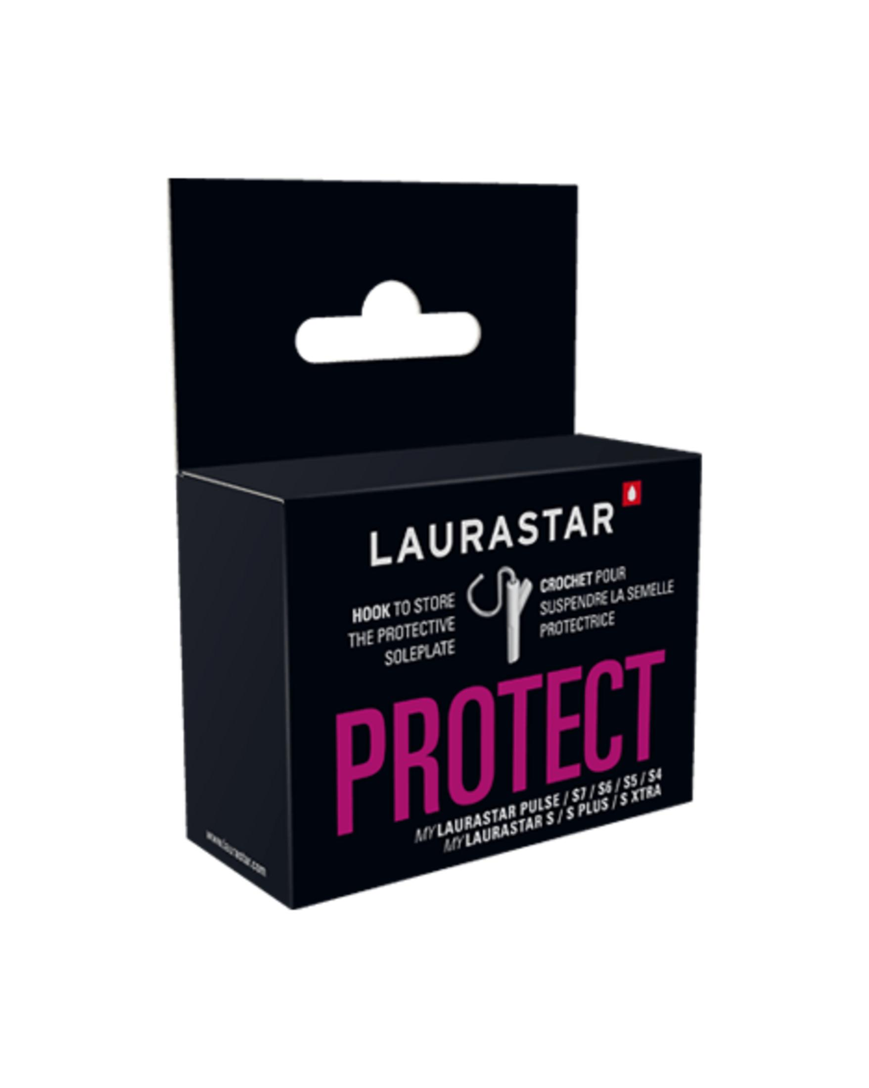 Scatola nera con testo LAURASTAR PROTECT e gancio per appendere.