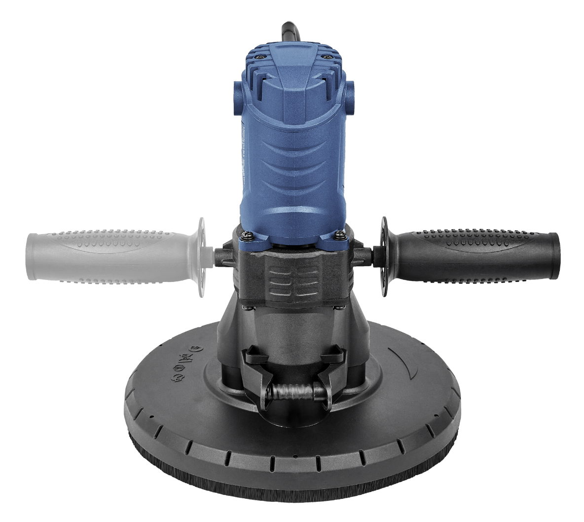 Niebieska i czarna szlifierka kątowa z dwoma uchwytami.