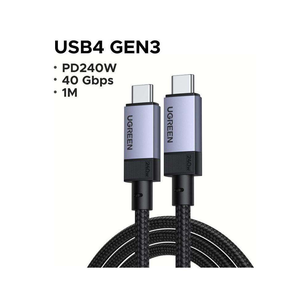 Dwa kable UGREEN USB4 Gen3, 240W, 40 Gbps, długość 1M.
