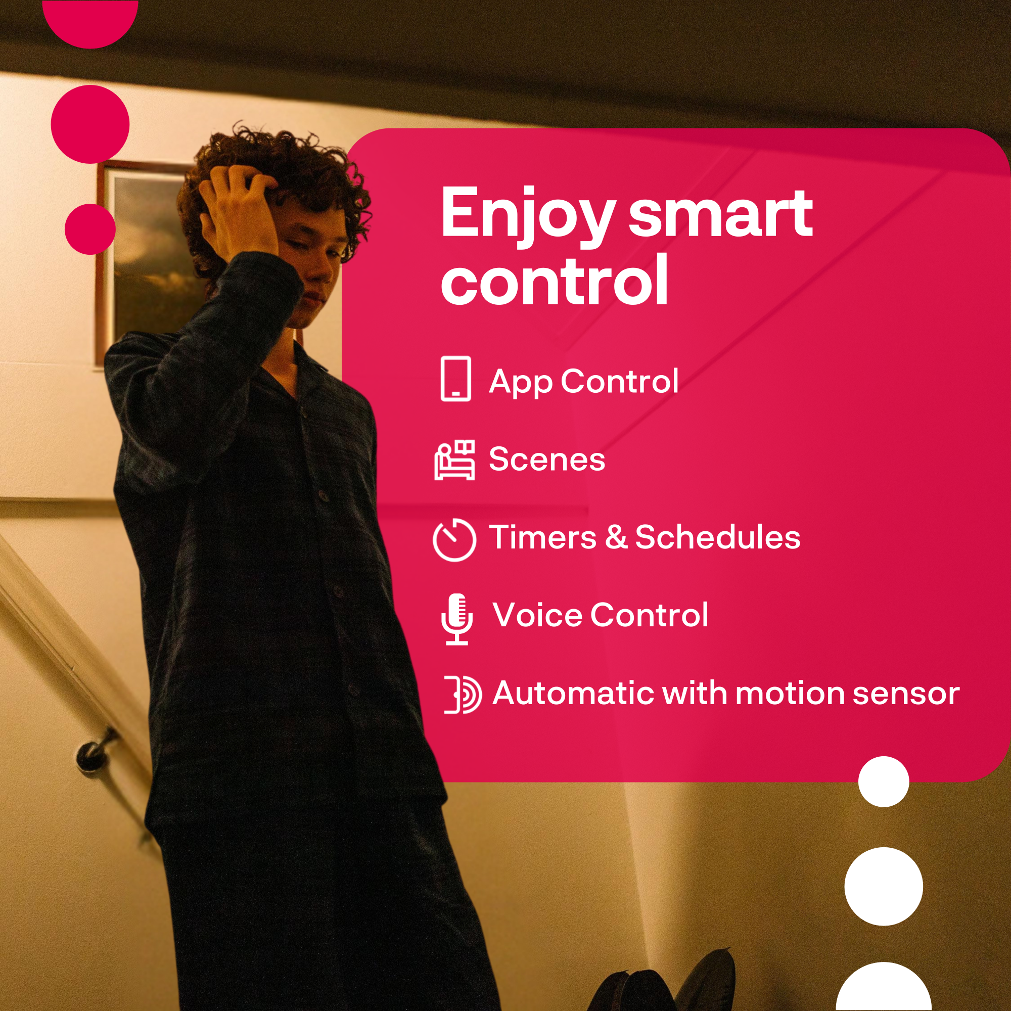 Junge mit Hand am Kopf, Text über Smart Control.
