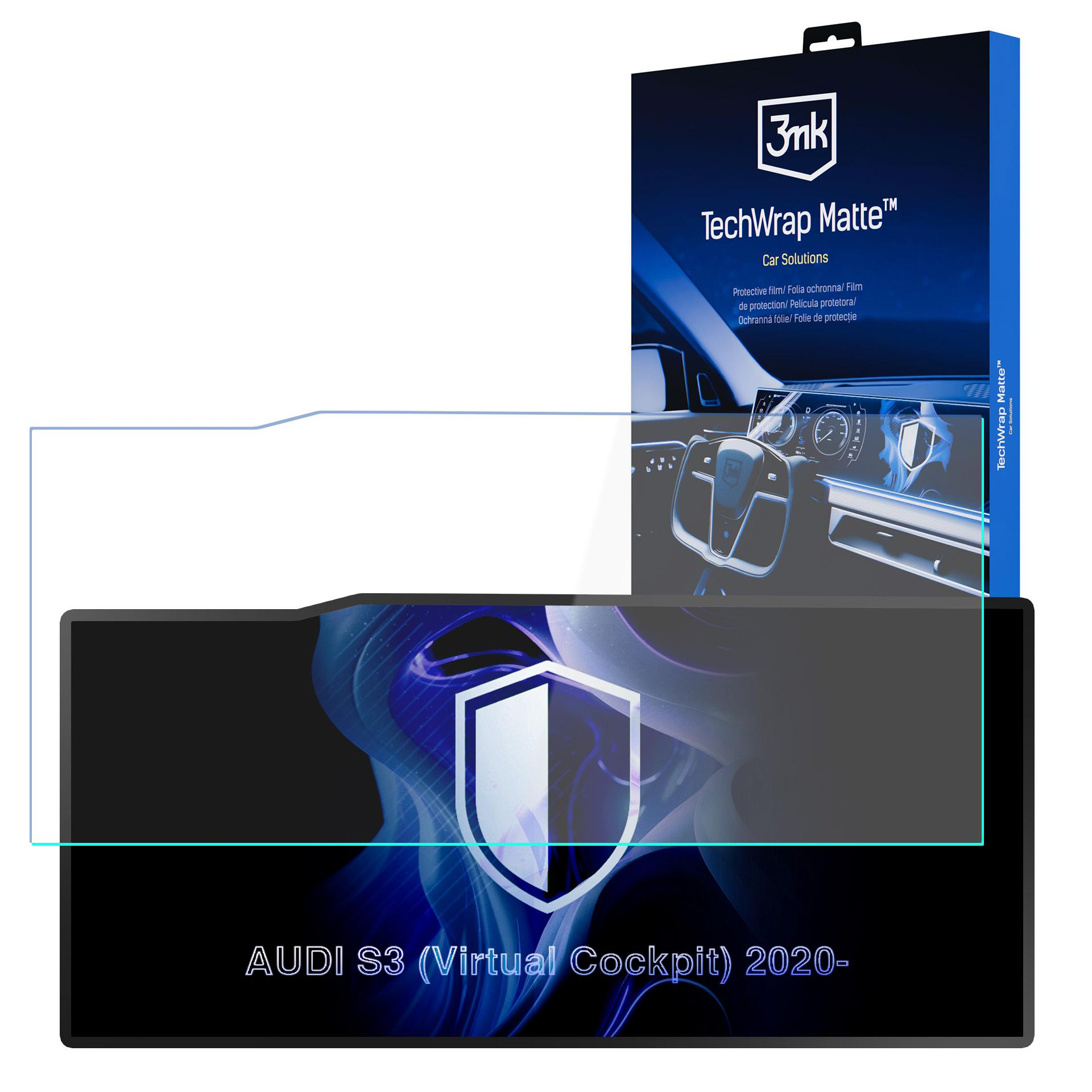 Opakowanie ochraniacza ekranu 3mk TechWrap Matte do Audi S3 Virtual Cockpit.