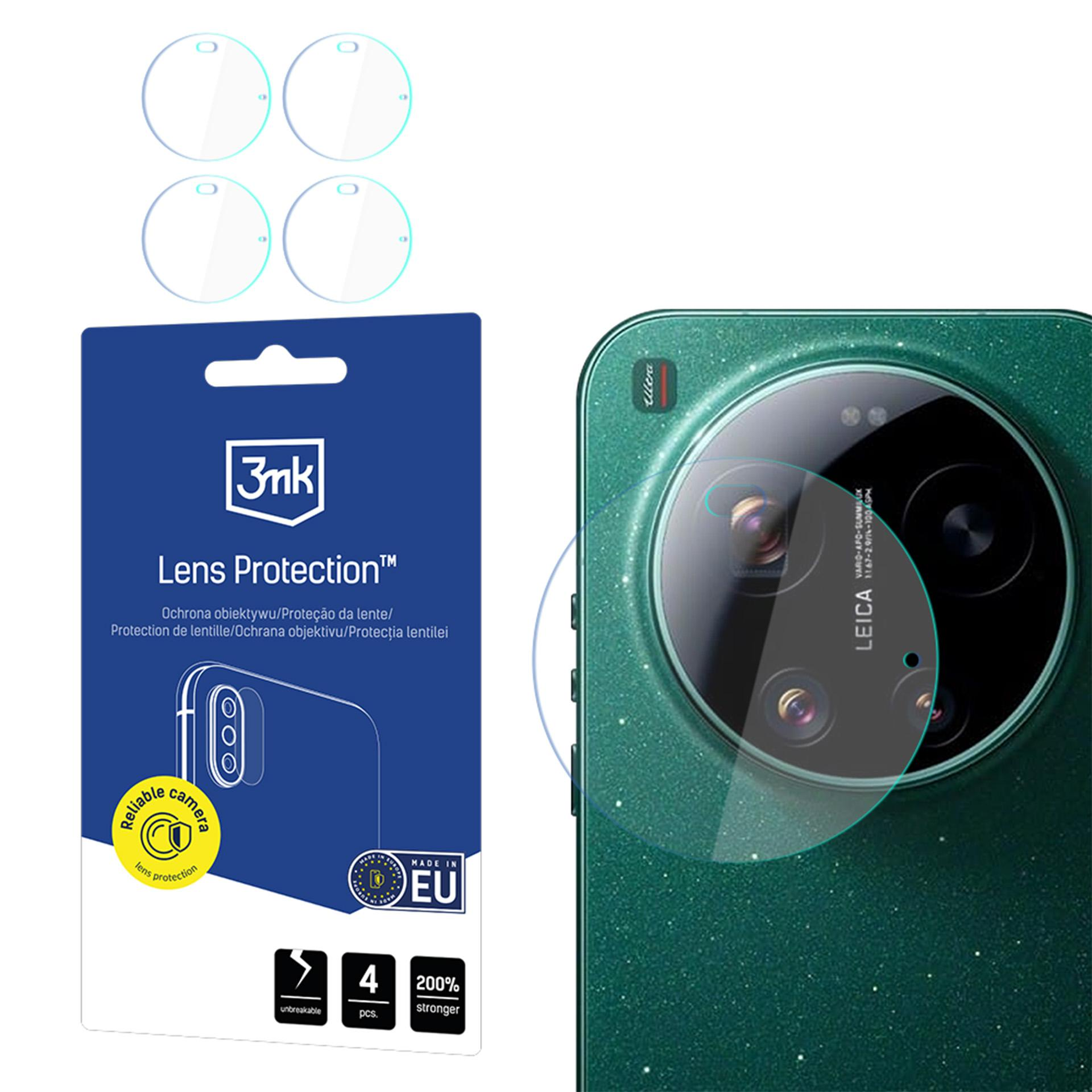 Confezione con quattro pellicole per obiettivi e uno smartphone.