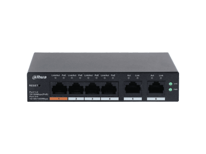 DAHUA TECHNOLOGY CS4006-4ET-60 POE 10/100 Yönetilebilir 6 Switch Siyah
