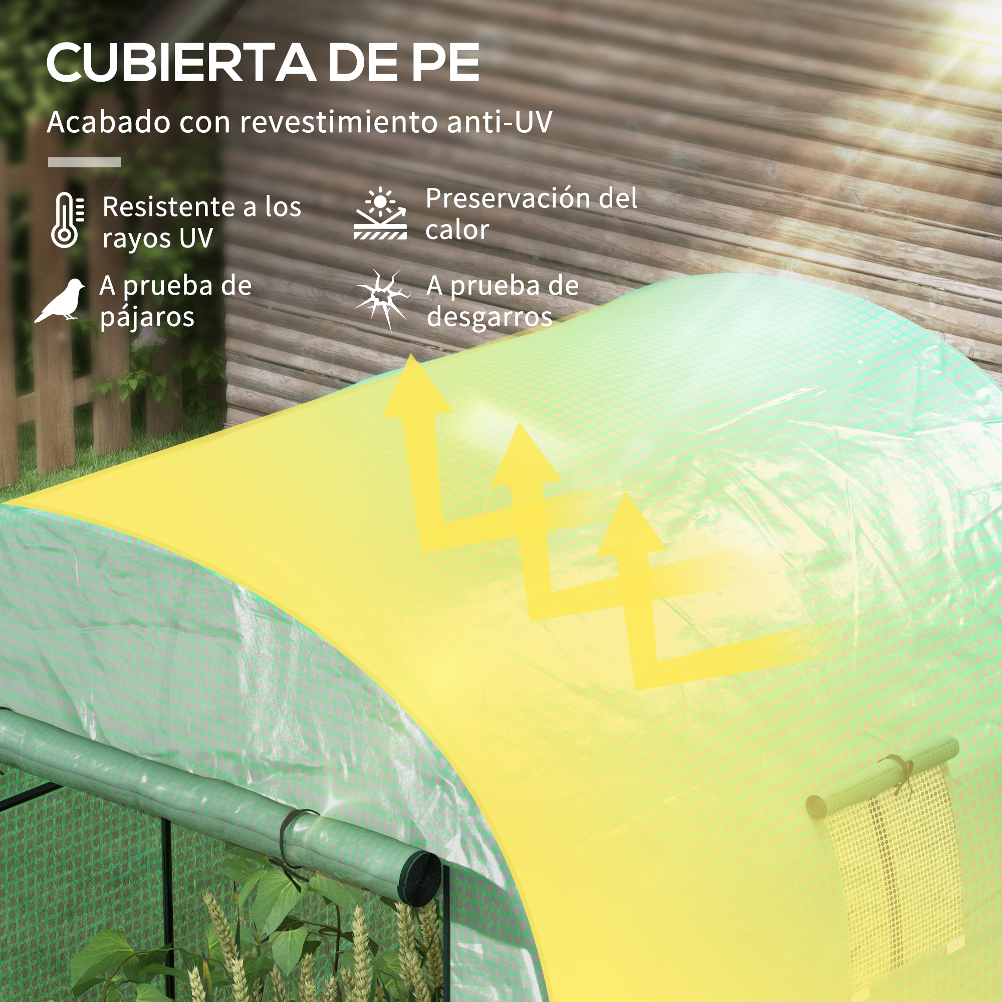 Cubierta de PE con revestimiento anti-UV, conserva calor.