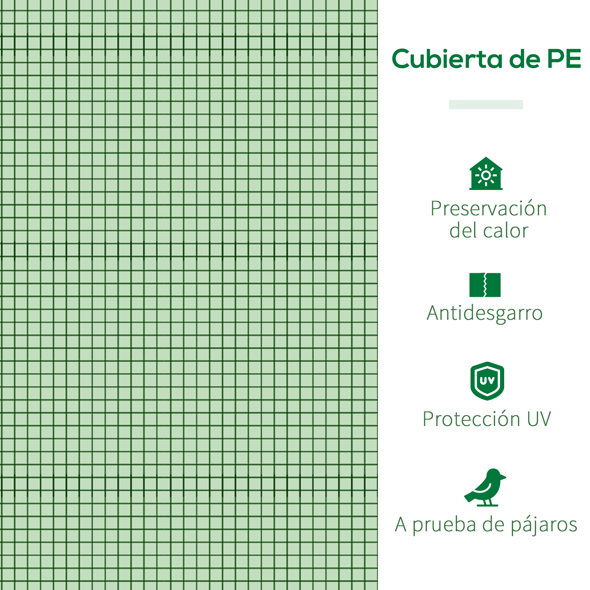 Cubierta de PE: preservación del calor, antidesgarro, protección UV.