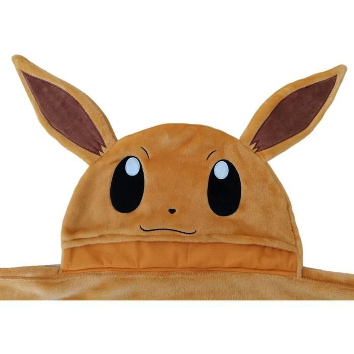 Braunes Pokémon-Kapuzenteil mit Eevees Gesicht und Ohren.