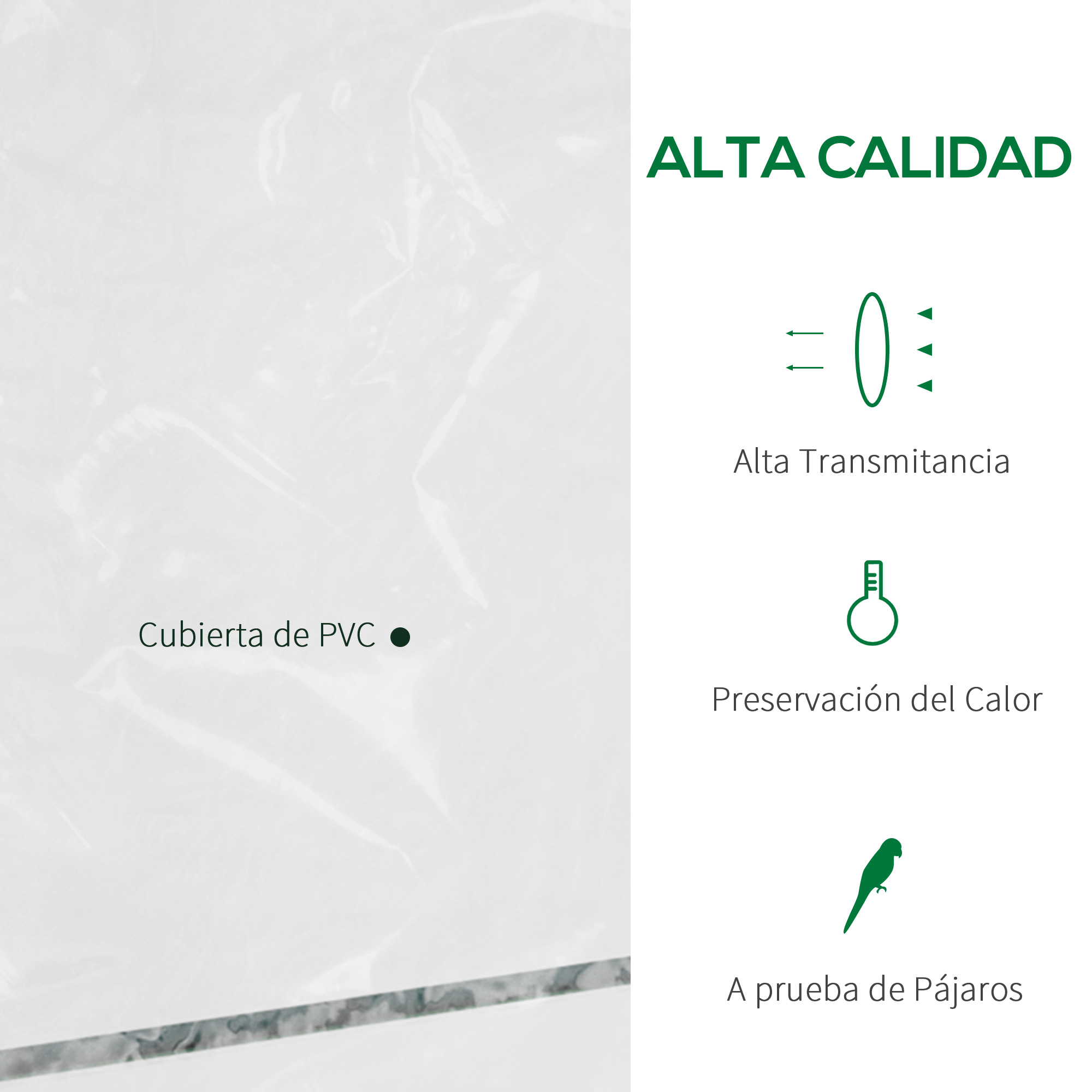 Alta calidad: Alta transmitancia, preservación calor, a prueba de pájaros.