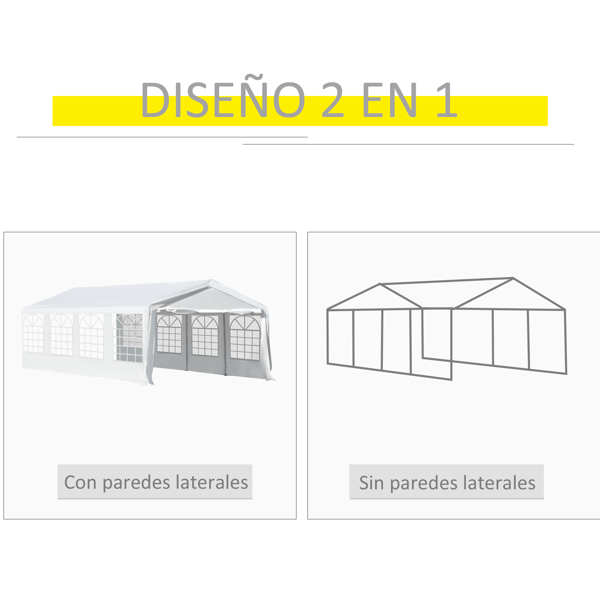 Dos diseños de carpa: una con paredes, otra sin.