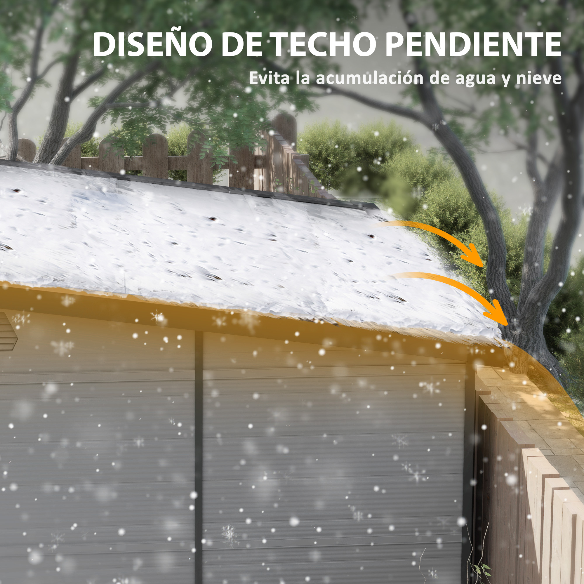 Un tejado cubierto de nieve, mostrando la prevención de escorrentía.