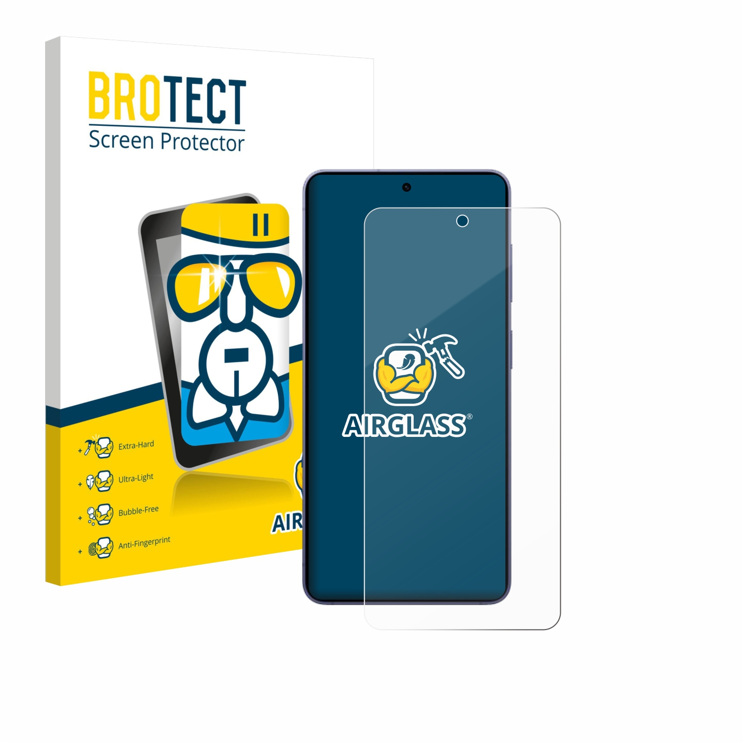 BROTECT Displayschutz-Verpackung und ein Smartphone mit Displayschutz.
