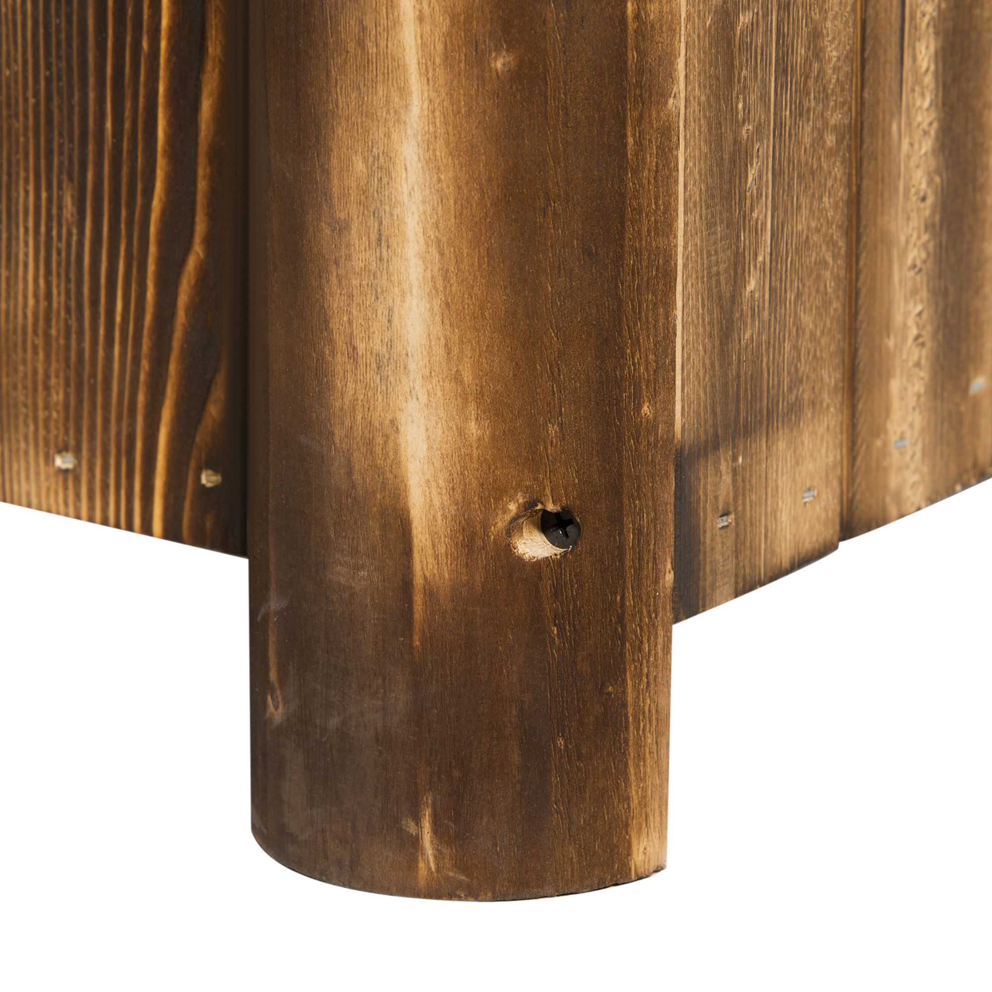Textura de madera con tornillo y clavos.
