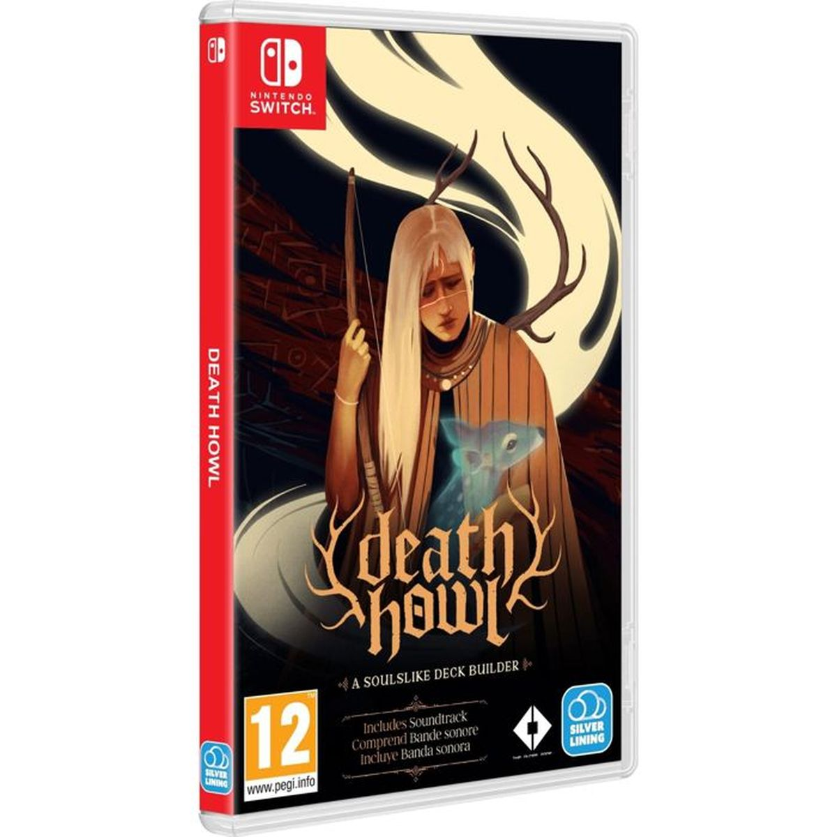 Custodia gioco Nintendo Switch con personaggio mistico e titolo 'Death Howl'.