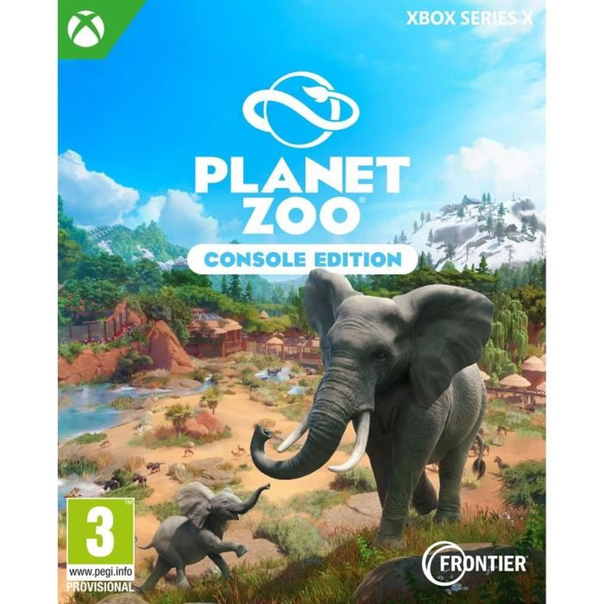 Planet Zoo: Edizione Console su Xbox Series X con elefanti e recinti.